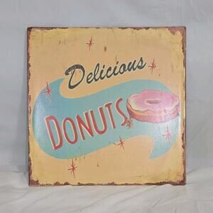 Delicious Donuts Retro Metal Wall Sign Antique Advertising Food & Drink